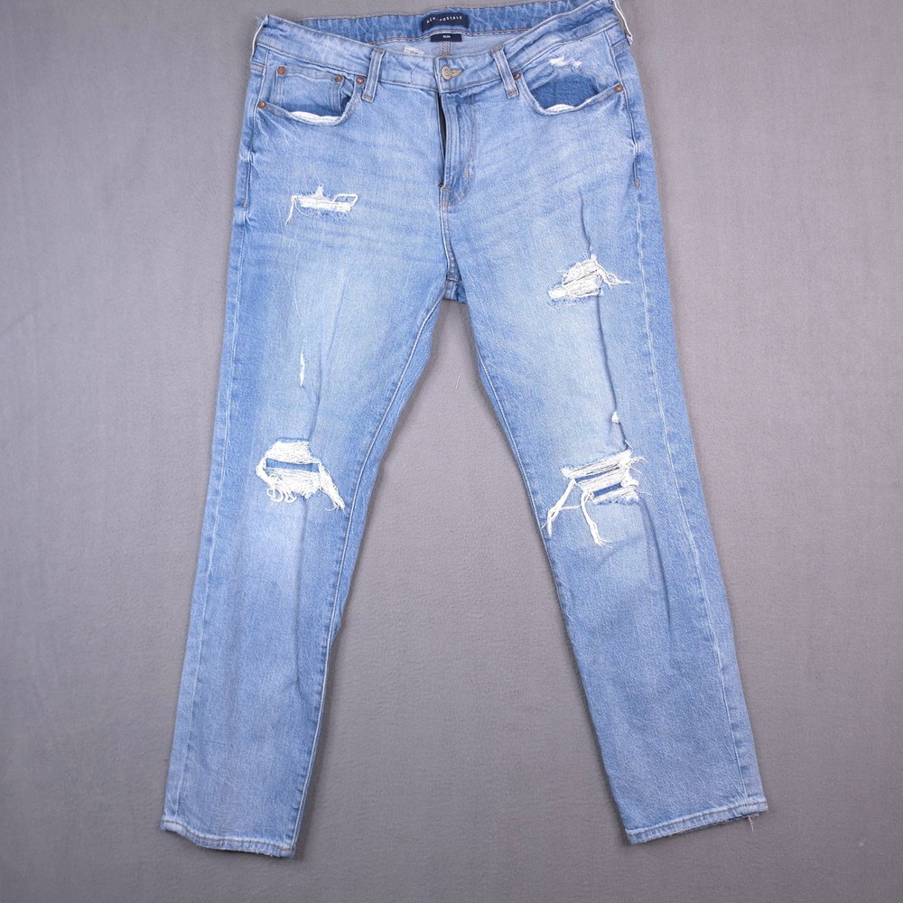 Aeropostale Jeans Slim Distressed Ripped Light Wash 36x30 Cotton‎ Stretch Denim